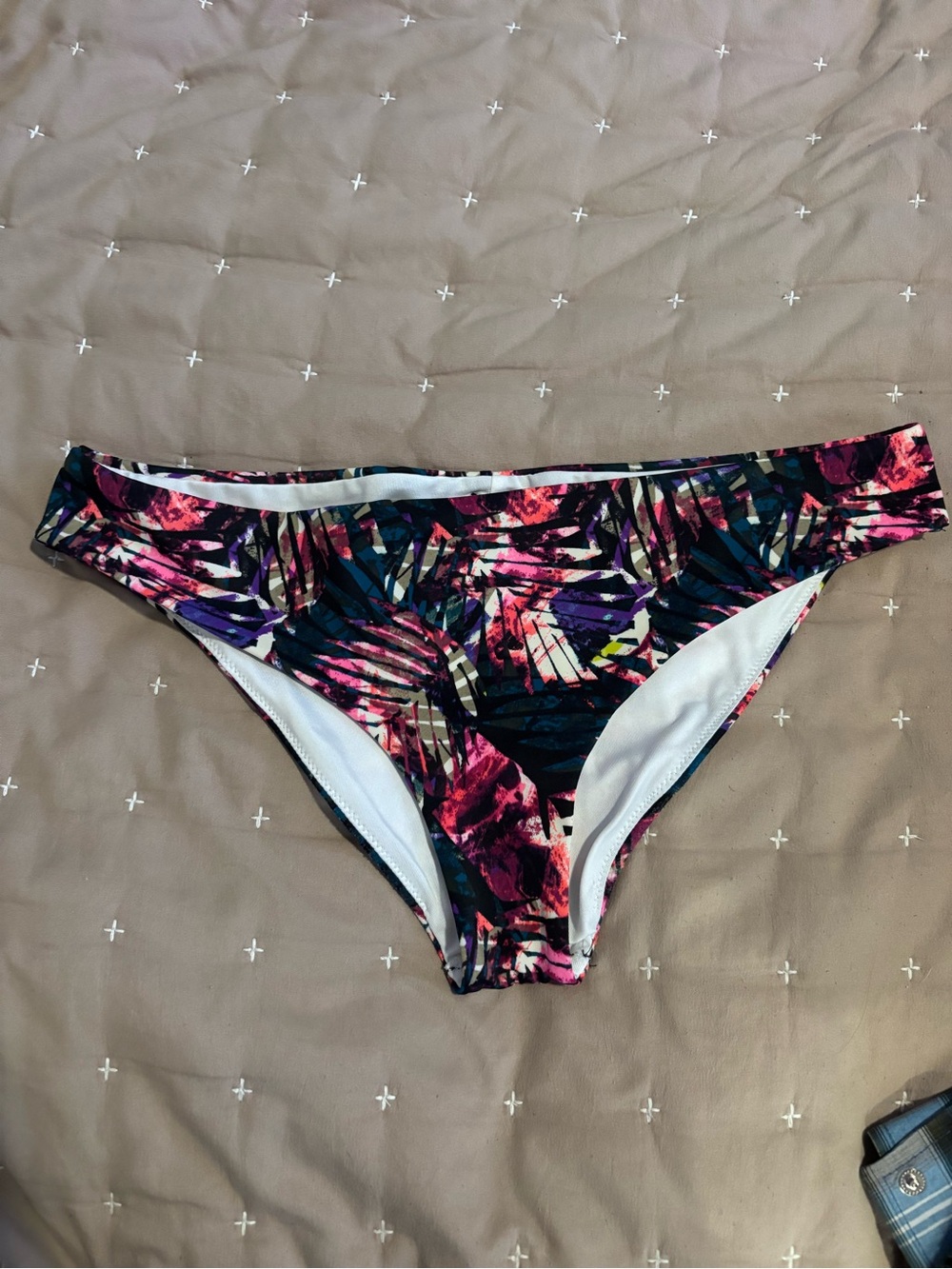 PINK Victoria's Secret Black Floral Tropical Bikini Bottom